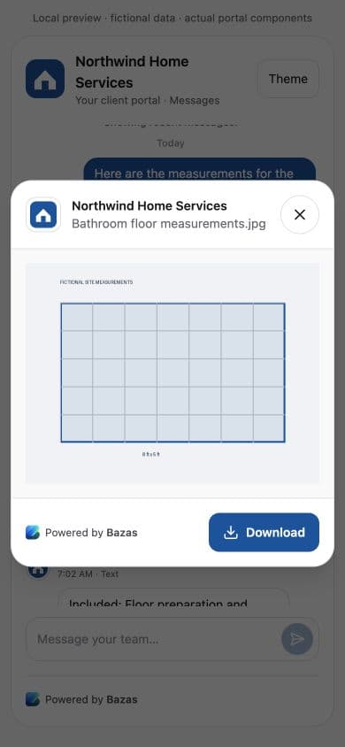 Local customer portal file preview with fictional documents for Northwind Home Services